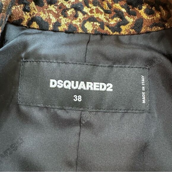 DSQUARED Tuxedo Blazer Size 38 US 2‎ Brocade Metallic Leopard Satin Lapel - Picture 11 of 16